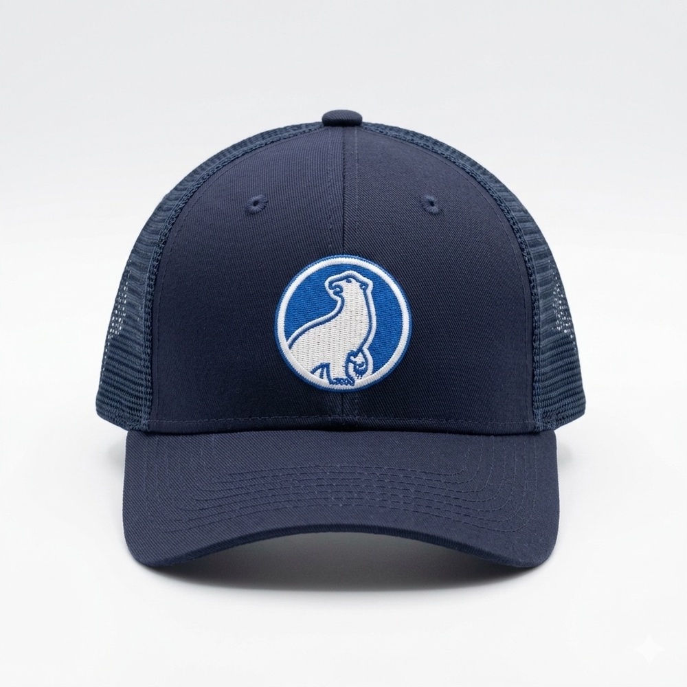 Polar Bear Logo Navy Blue Trucker Hat Mesh Back Snapback Cap Polar Exclusive